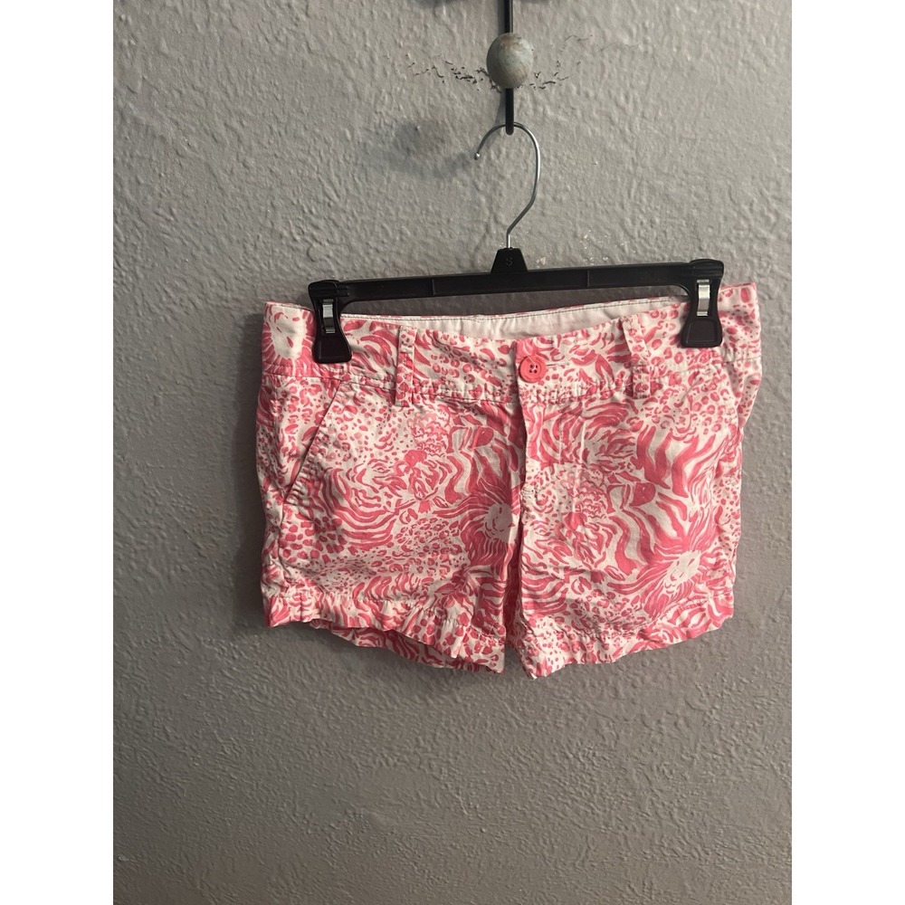 Womens Pink White Lilly Pulitzer Callahan Shorts Size 00